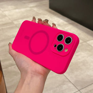 CrashStar MagSafe เคสโทรศัพท์กันกระแทกแบบนิ่มที่เป็นซิลิโคนเหลวสำหรับ iPhone 15 14 Pro Max Plus 13 12 Pro Max ชาร์จไร้สายแฟชั่นเรียบง่ายสีทึบปลอกหุ้มผิวพร้อมเลนส์คลุมทั้งหมดป้องกันกล้องขายดี