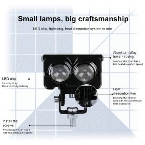 MOFOX 2Pcs V6 Laser Gun Dual Color LED Mini Driving Light Set – 40W High/Low Beam Waterproof Motorcycle Spotlight