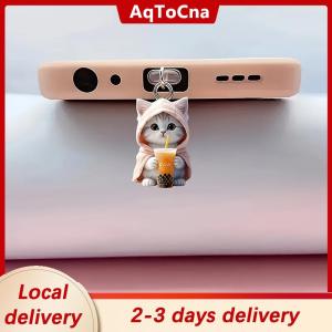 [COD] AqToCna Ship within 24 hours Cute 2D Cat Phone Anti Dust Cap Charge Port Plug For IPhone Type C Dust Protection Stopper Accessorie