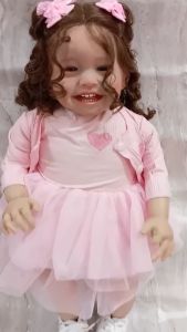 Búp Bê Bé Gái Mila Váy Cardigan Hồng Thân Gòn 60 cm = 24 inch Reborn Vinyl Doll PVN10123