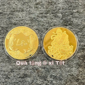 Xu Thần Tài Mạ Vàng Phong Thuỷ May Mắn Kèm Túi Gấm Nhung Đỏ May Mắn
