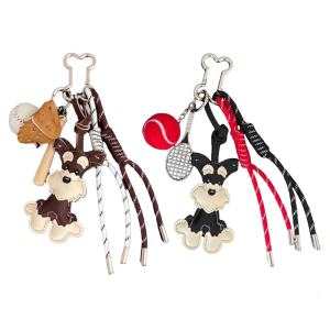 Đáng yêu schnauzer Móc Chìa Khóa Puppy Keyring Phụ Kiện Trọng lượng nhẹ Túi PU Đồ treo trang trí cho những người yêu thú cưng và các cặp vợ chồng