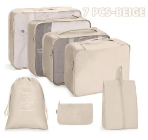 7/8 Pcs Set Travel Storage Bags Organize with Zipper Portable Luggage Pouch Waterproof Dustproof Organizer Pouch Cube Large Capacity
