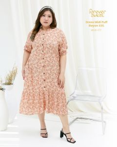 DRESS FOREVER SWEET V MIDI LENGAN 7/8 RUSTIC FLOWER - DRESS JALAN2 - DRESS SANTAI
