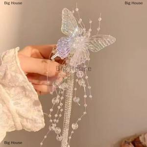 [COD] Big House Long Butterfly Beaded Tassel Hair Clip For Women Fairy Temperament Sweet Princess Hairpin Fashion Bride Hair Accessories