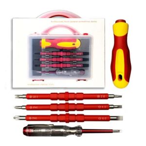 Professional 5-in-1 Insulated Electrician Screwdriver Set with Magnetic Pentalobe/Sq. Drive Durable Plastic Case