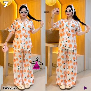 22527  Set 3 ชิ้น เสื้อเชิ้ตแขนสั้น + กางเกงขายาวกับสายผูก