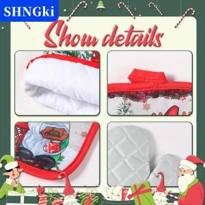 SHNGki Giáng sinh lò găng tay Santa Claus Snowman chuông mô hình cách điện găng tay trang trí món quà trang trí nhà bếp Giáng sinh trang trí