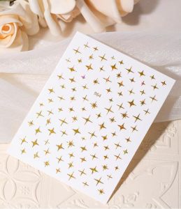 Nail Art Sticker Love Manicure Jewelry White Star awn with Adhesive Nail Decals 爱心贴纸小清新美甲饰品黑白色星星芒带背胶镭射金银色指甲贴花