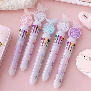 /COD 10 Colors Cute Mermaid Butterfly Colorful Refill Animal Rollerball Pen Ballpoint Pen Stationery Set