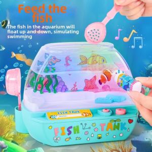 OUTOPEN Creative Artificial Aquarium Toy Lovely Cartoon LED Light Up Tank Kids Gift Funny Music Interactive Aquarium Toys Children Toys