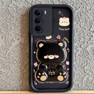 เคสสำหรับ realme C75 เคสศัพท์ REALME C71 เคสนุ่มซิลิโคนกันกระแทก ดีไซน์ใหม่สวยงาม กระจกหมุนได้ หมีน่ารักพร้อมที่วาง JTXXZJ01