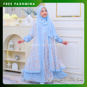 INSTANT COD Gamis Anak Perempuan Anggun Bahan Cerutty Babydoll / Baju Muslim Anak Perempuan Pengajian & Manasik Anak (3-12 Tahun) Zeyfana