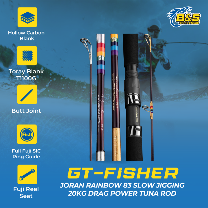 Joran GT Fisher Rainbow 83 Slow jigging 20KG Drag Power Tuna Rod 2.51M ...