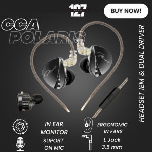 CCA Polaris Dual Dynamic Driver Metal Headset Earphone In Ear Monitor With Mic TUNING ADJUSTABLE TARGET BASS