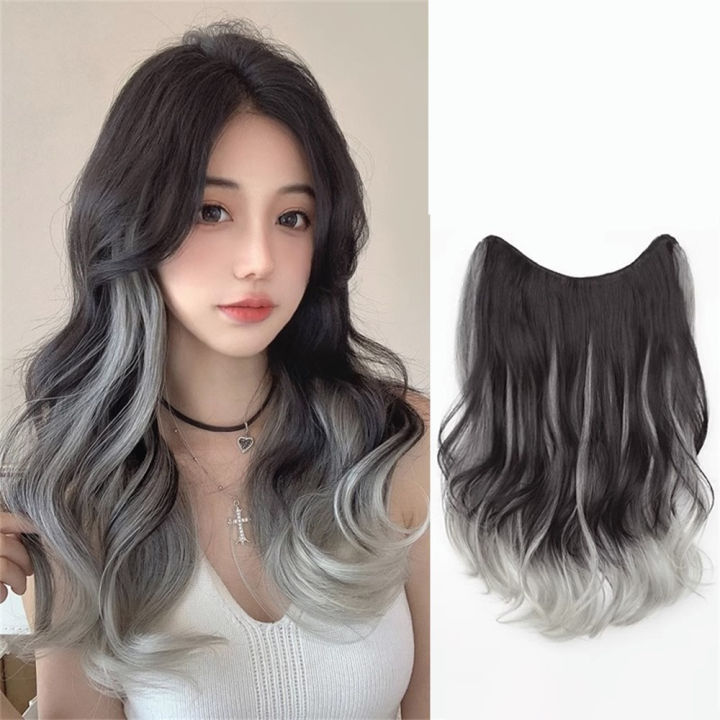 Sanhe Gradient Invisible Wig Female Fluffy Long Curly Hair One Piece Seamless Hair Patch Fashion 5608