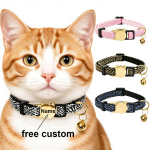 Personalized Cat Collars Custom Name and Phone Puppy Breakaway Collar Adjust 20~28cm