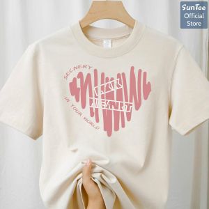 Áo thun nữ form vừa SUNTEE STFV117 phong cách basic in hình 017 vải cotton 250GSM cao cấp thoáng mát
