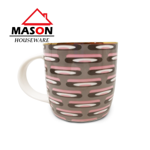 MASON Mug Keramik / Mug Kopi / Mug Teh Motif Pink Flowers 102