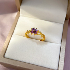 เปลี่ยนแปลงแฟชั่น OYJR ของแหวนดอกไม้สีม่วง สำหรับผู้หญิง - ปรับขนาดได้ คุณภาพสูง