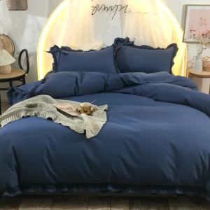 Váy Giường Chải Kiểu Hàn Quốc Bộ Bốn Mảnh Phong Cách Công Chúa Bộ Ba Mảnh Trải Giường Ren Chống Trượt 4 Bộ Nơ Bướm