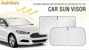 300T Thickened Automotive Glass Sunshade and Comes with Storage BagKeep Car Interior CoolUniversal Windshield Sun Shade Fit for CarsTrucksSUVs (L: 57.08 * 31.5 inch)