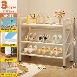 【Novoliving】Black/White Shoe Rack Stainless Tubes Organizer Shoes Rack Shoes Organizer Storage Multifunctional Floor Coat Rack Hat Rack Indoor Jumbo Mesh Rack Multifunctional 4 Tier Shoe Rack Organizer Simple Floor Coat Rack Shoe Hat Rack