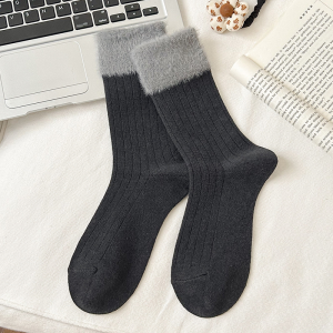 Winter Wool Mid-tube Socks Women Thick Plush Warm Stocking Ins Fashion Knitting Socks Seamless Snow Sox Home Floor Sleep Sock