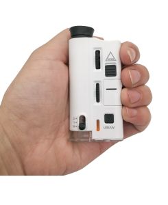 AverBEST กล้องมินิ กล้องไมโครสโคป กล้องติดโทรศัพท์ มินิไมโครสโคป MicroScope OS-100M กำลังขยาย 60-100Xr มีคลิปออนติดกล้องโทรศัพท์ พร้อมใช้  สีขาว