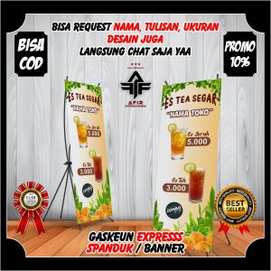 Spanduk Banner Berdiri Jualan Es Tea Terbaru Viral - Banner Minuman Es Tea Segar
