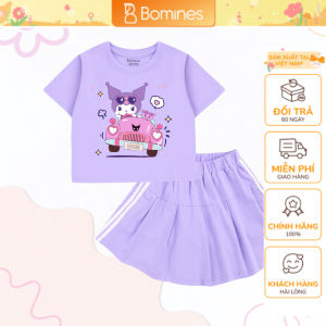 Set váy bé gái Kuromi Bomines Bộ áo chân váy dễ thương cho bé 4-12 tuổi 14-36kg SETCVKUROMIXE