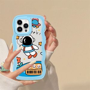 (Lokal Ready) Xinyu Casing hp iPhone 14 iPhone 14 Pro Max iPhone 11 iPhone13 Pro Max 11 Pro Max iPhone 12 XR XS MAX iPhone 6 6S 7 8 Plus SE 2020 Penutup Casing Ponsel TPU Tepi Gelombang Kartun Astronot Case