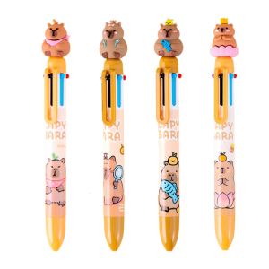 Cartoon Ballpoint Pen for Office School Students Kids Gifts 6-in-1 Colored Pen Retractable Multicolor Ballpoint Pen