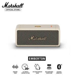 Marshall EMBERTON wireless Bluetooth speaker IPX7 waterproof sports speakers stereo bass outdoor portable speaker(Malay warehouse stock)
