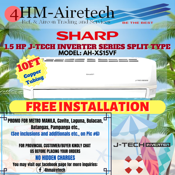 4HM SHARP Aircon 1.5 HP Wall Mounted Split Type JTech Inverter (AH
