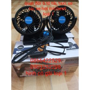 Quạt ô tô mini quạt đôi trên xe có chân cắm tẩu xoay được các hướng 12v 24v dùng cho xe tải xe taxi hàng michell hoặc chữ Hàn quạt có chân cắm tẩu ( quạt đôi nhỏ 105cm)