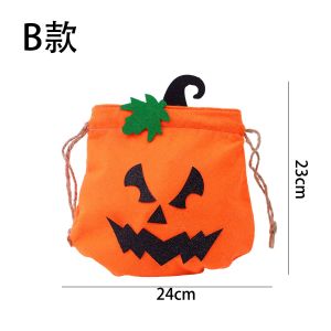 YESPERY 3Pcs Halloween Evil Pumpkin Drawstring Bags Kids Trick or Treat Candy Bag Pumpkin Gift Bag Halloween Decoration