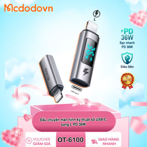 Mcdodo OT-6100 – Đầu Chuyển USB-C Sang L Hỗ Trợ Màn Hình Kỹ Thuật Số Sạc Nhanh 36W