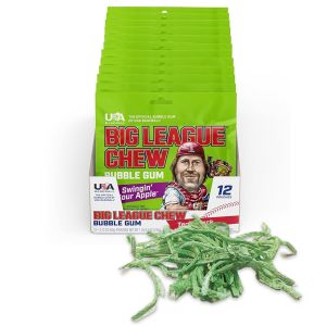 Big League Chew Outta Here Original Bubble Gum - Classic Ballpark Flavor Perfect for Baseball Games Teams Concessions Parties and More Pack of 12 Bags (2.12oz Each)