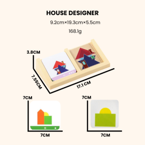 CTD Montessori Geometric House Building Blocks Puzzle Kids Educational Toy Logical Thinking Shape Matching STEM Learning Toy Brain Training Early Education Preschool Toy Gift for Children