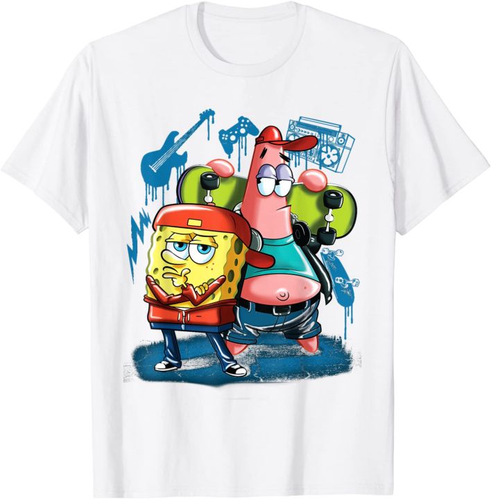 Baju Kaos Anak Punk Rock Spongebob With Patrick Star T-Shirt