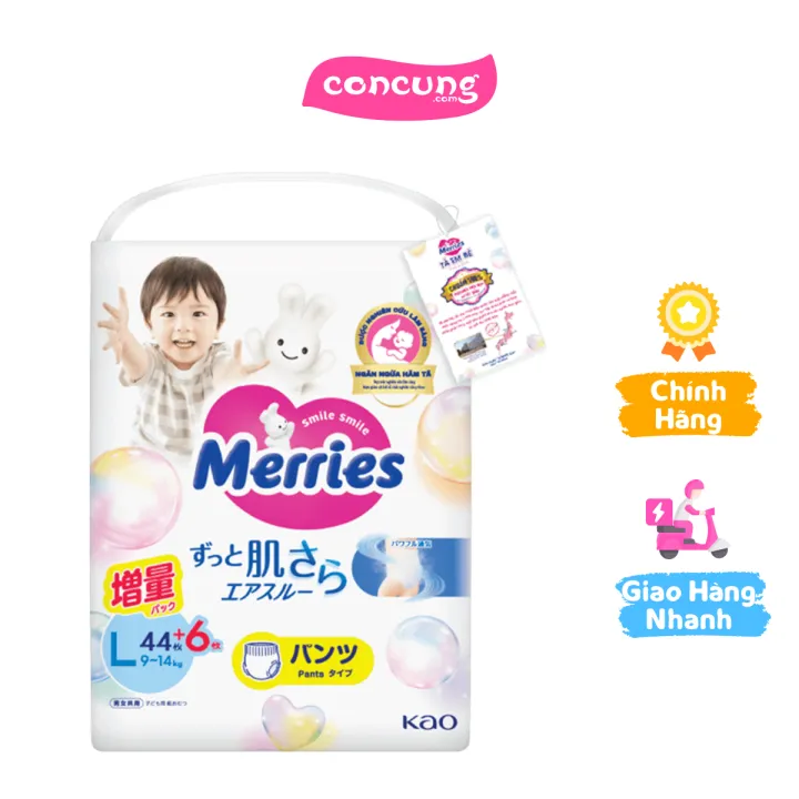Tã quần Merries (L, 9-14kg, 44 miếng)