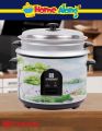 Standard 1.8L Rice Cooker with Steamer - 10 Cups, stainless steel lid, landscape design, black control panel, kitchen countertop.. 