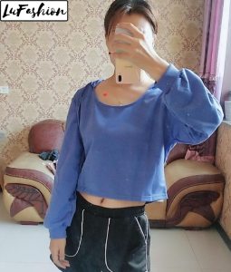 LuFashion Long Sleeve Plain Thin Hoodie Women Casual