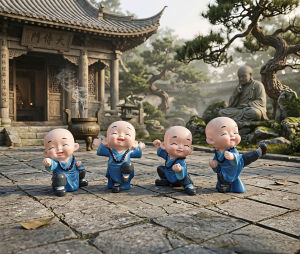 Bộ tượng chú tiểu múa võ kungfu