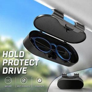 Car Sun Visor Sunglasses Holder Clip Soft Lined Glasses Storage Box Anti Scratch Black