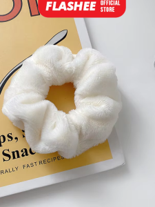 Flashee Ikat Rambut Korea Scrunchie Hijab Kunciran Lingkar Besar Bulu Cepol Aksesoris Rambut Fashion