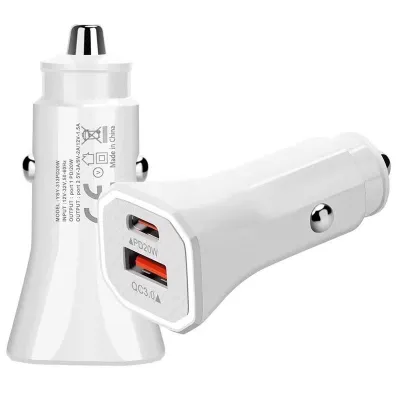 Pengisi Daya Mobil QC3.0 20W Adaptor Pengisian Cepat Kompatibel Android & Apple Fleksibel dan Efisien untuk Pengguna Modern
