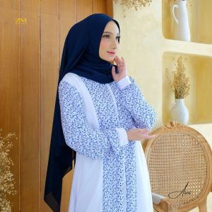 Gamis Premium Polos kombinasi Motif Silk Simple Dress Wanita Lengan Panjang Gamis Wanita Terbaru Baju Muslim Wanita Pesta Silk Satin Motif Aera Series by ZNR Muslimah