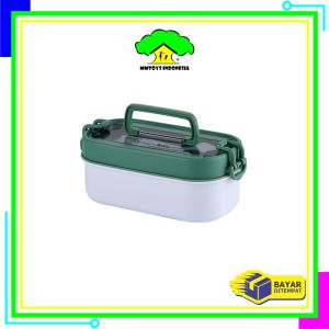 MI-C991 Tempat Makan 2 Tingkat dengan Jinjingan 700ML Free Sendok Garpu BPA FREE / Lunch Box Susun 1000ML Anti Tumpah Bahan Plastik Portable / Kotak Bekal Food Grade Import